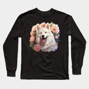 Cottagecore Cute Samoyed Floral Dog Lovers Long Sleeve T-Shirt